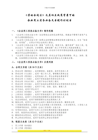 《劳动合同法》背景下的企业用工制作计划书
