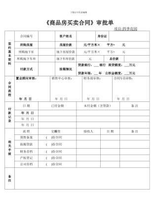 《商品房买卖合同》审批表