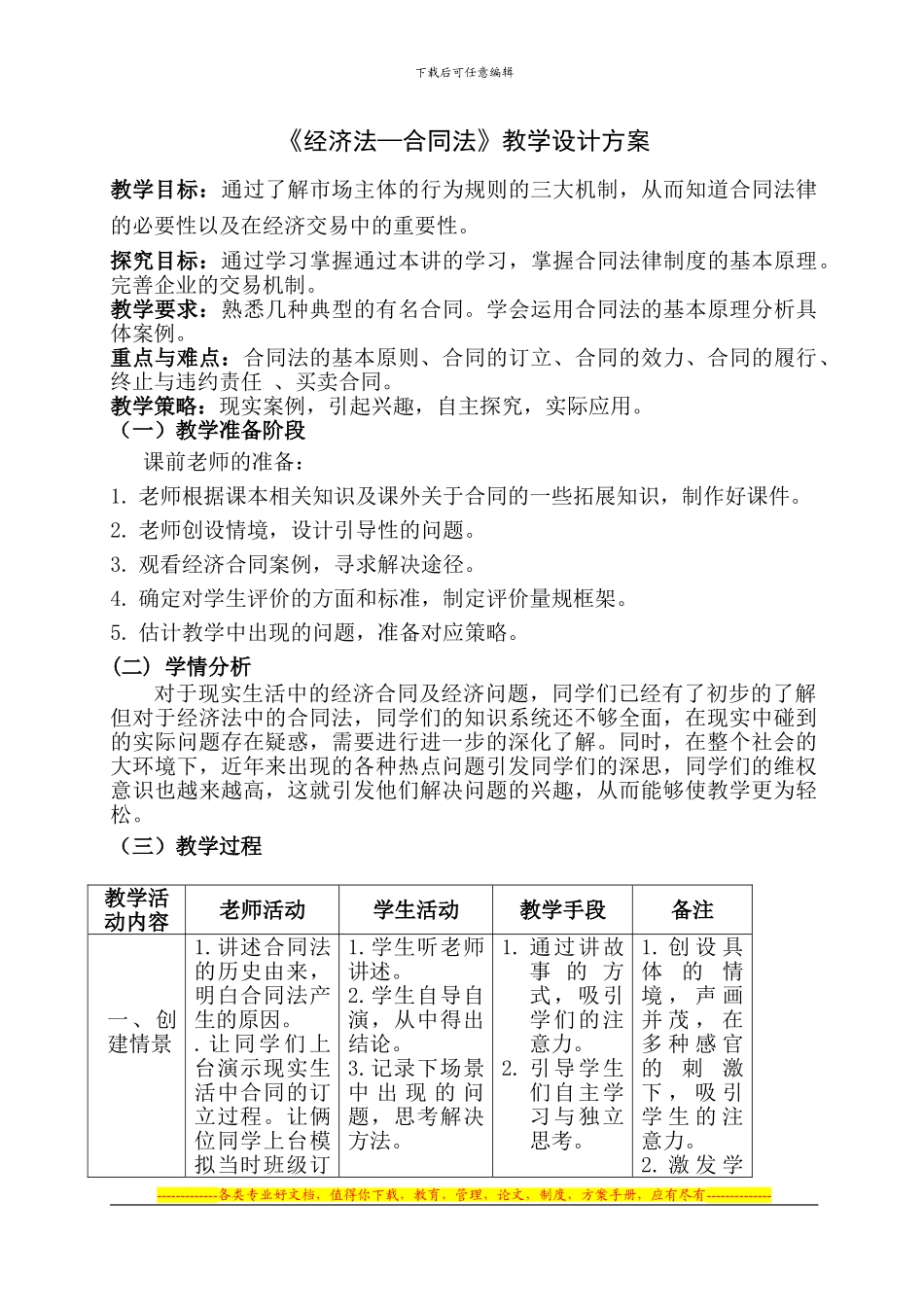 《经济法—合同法》教学设计方案_第1页
