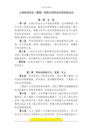 上海电信实业有限公司劳动合同实施办法