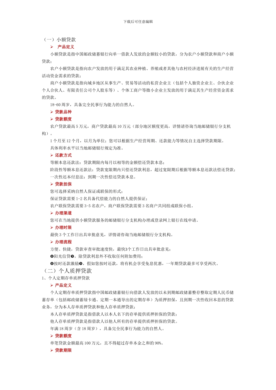 中国邮政储蓄银行信贷业务介绍_第1页