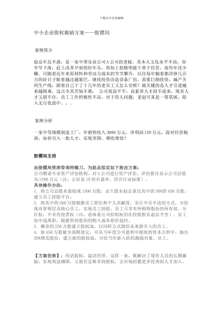 中小企业股权激励方案——股镖局