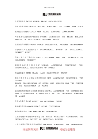 中英对照商标术语