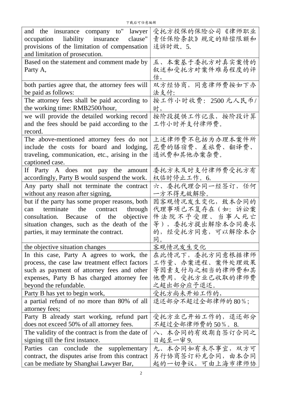 中英文委托代理合同_第2页