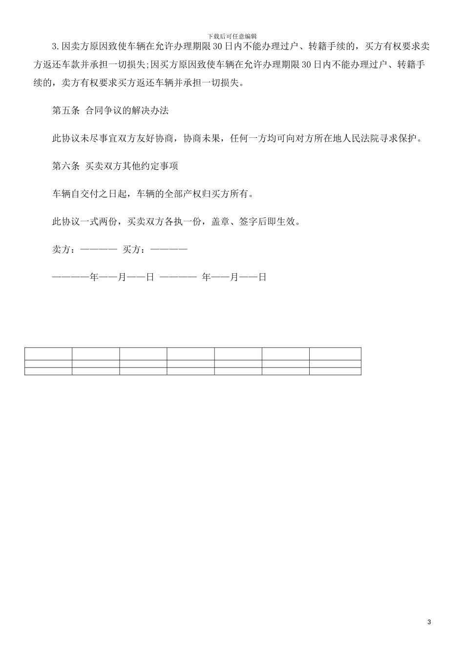 二手汽车买卖合同范本探讨与研究_第3页