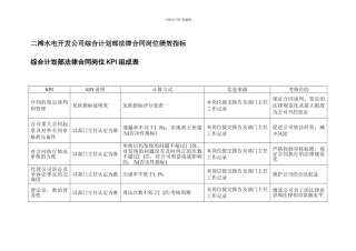 二滩水电开发公司综合计划部法律合同岗位绩效指标-