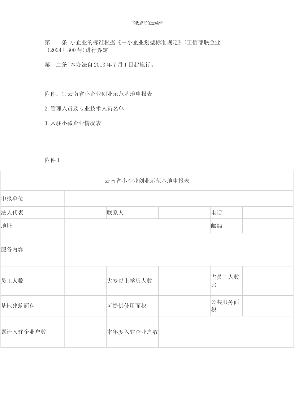 云南省省级小企业创业示范基地认定管理办法_第3页