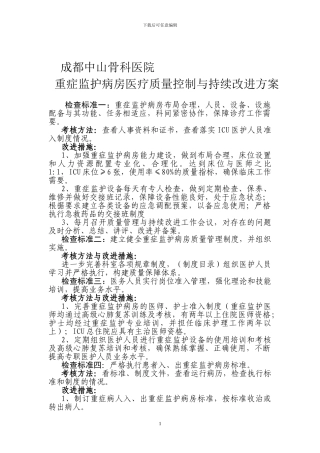 五、重症监护室质控措施