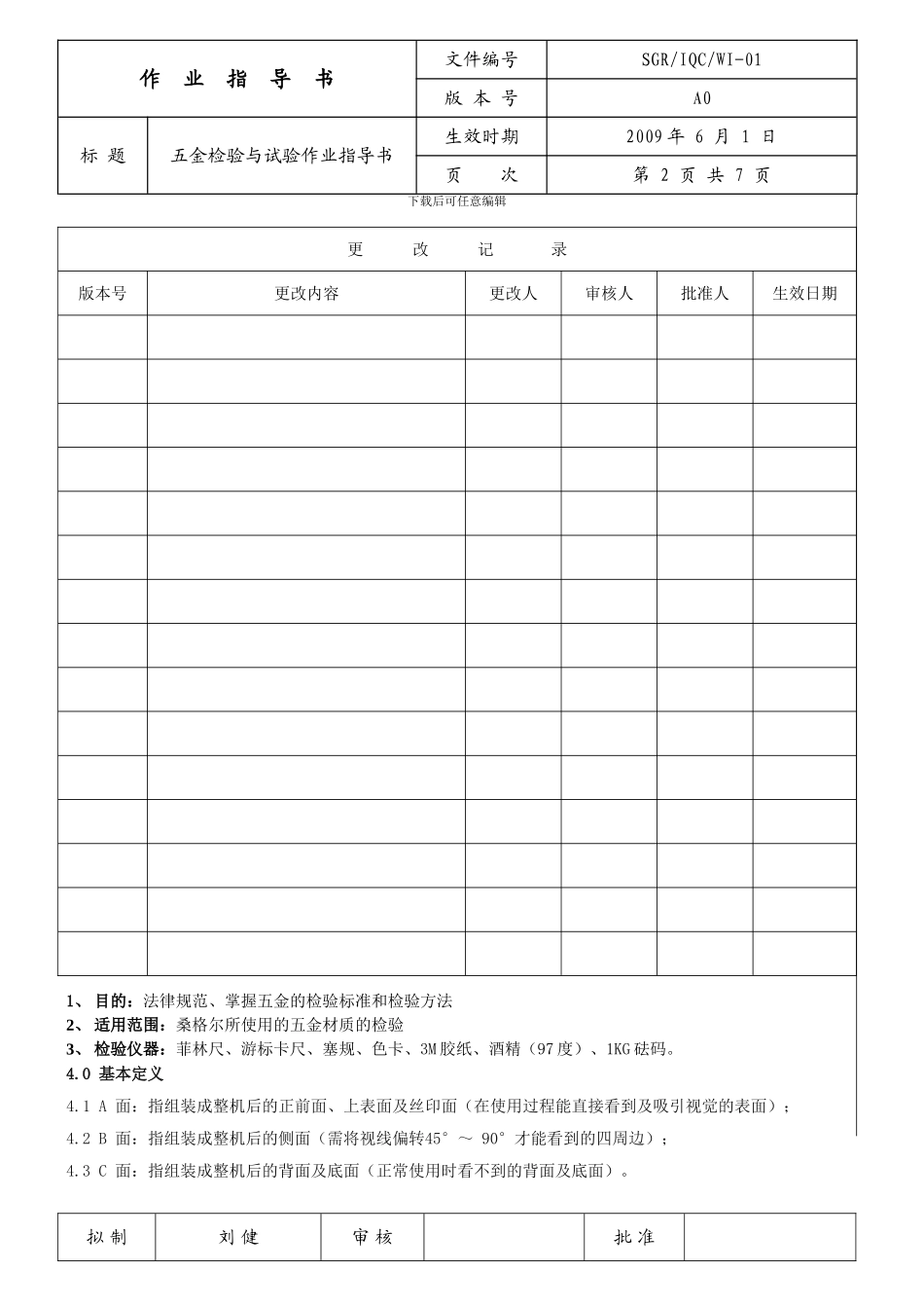 五金外壳检验作业指导书_第2页