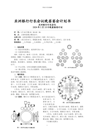 亚洲银行行长会议晚宴计划