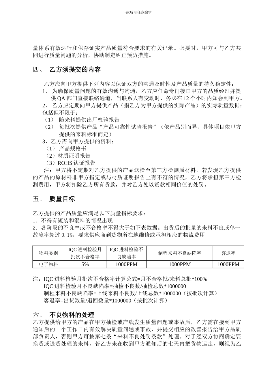 京崎供货质量保证协议-电子物料_第2页