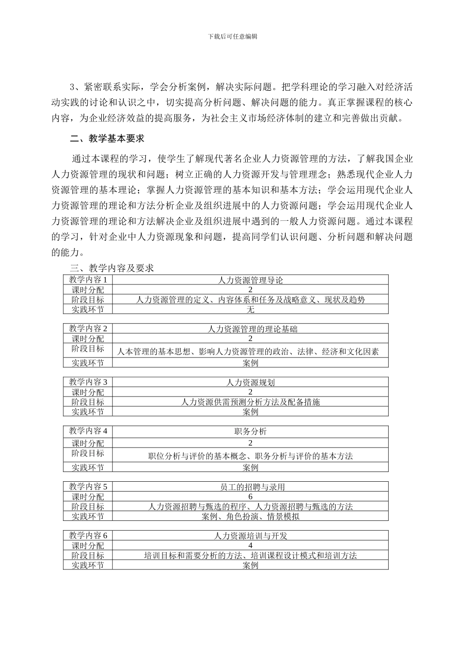 人力资源管理-教学大纲_第2页