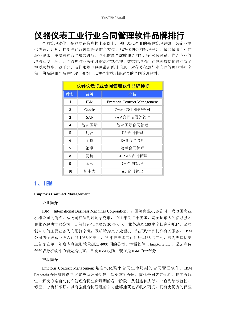 仪器仪表工业行业合同管理软件品牌排行_第1页