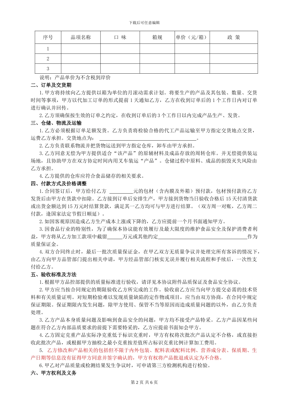 休闲食品食品委托加工合同格式_第2页