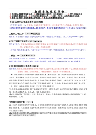 (好)监理审核意见范例