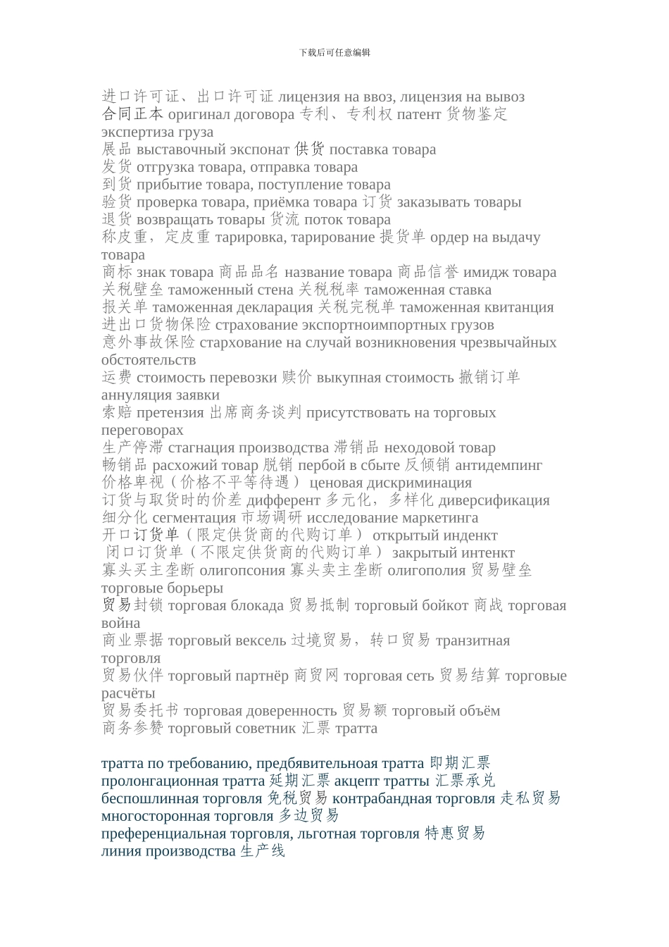 俄语商贸合同常用词汇_第3页