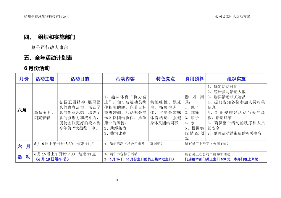 (新)2018年公司员工活动组织安排方案_第2页