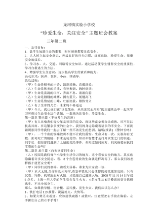 (珍爱生命-关注安全)主题班会