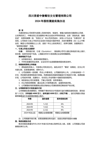 公司2024年股权激励实施实施办法