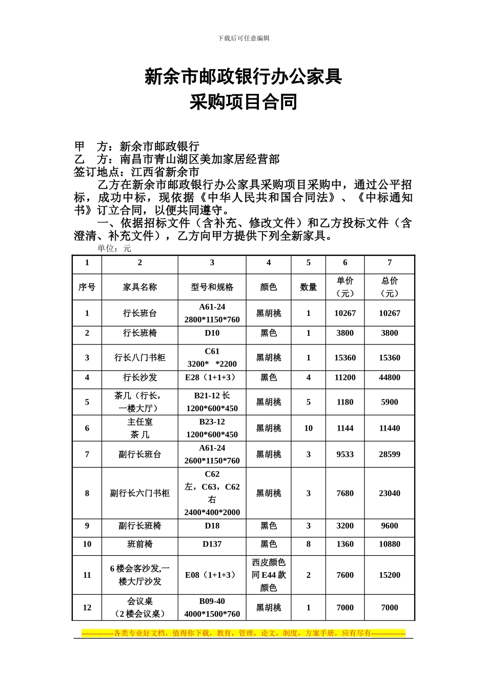 公司业务用房办公家具采购项目合同1_第1页