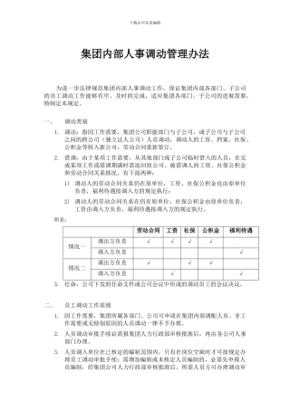 公司内部人事调动管理办法
