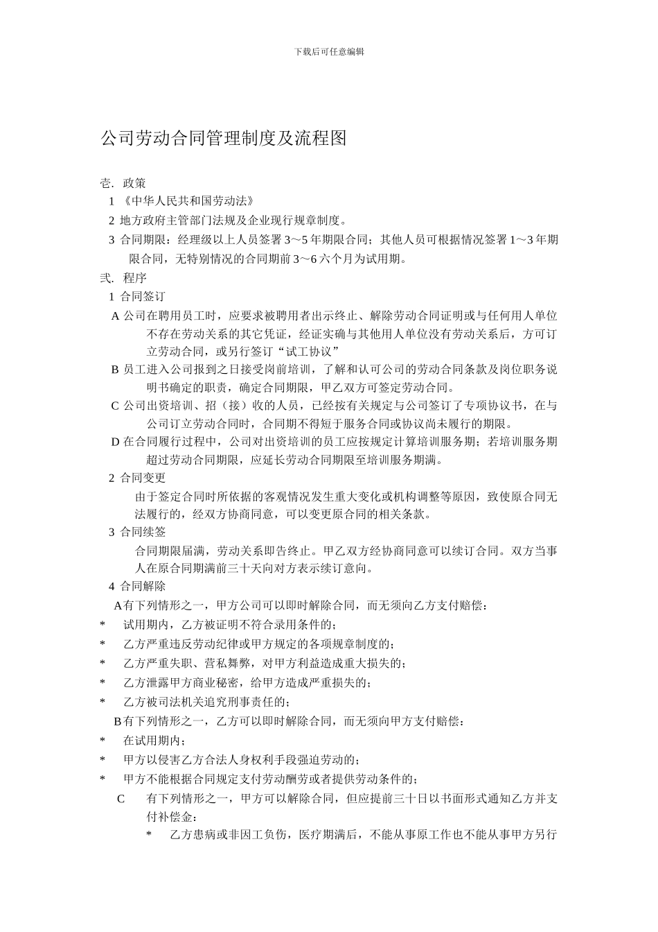 公司劳动合同管理制度及流程图_第1页