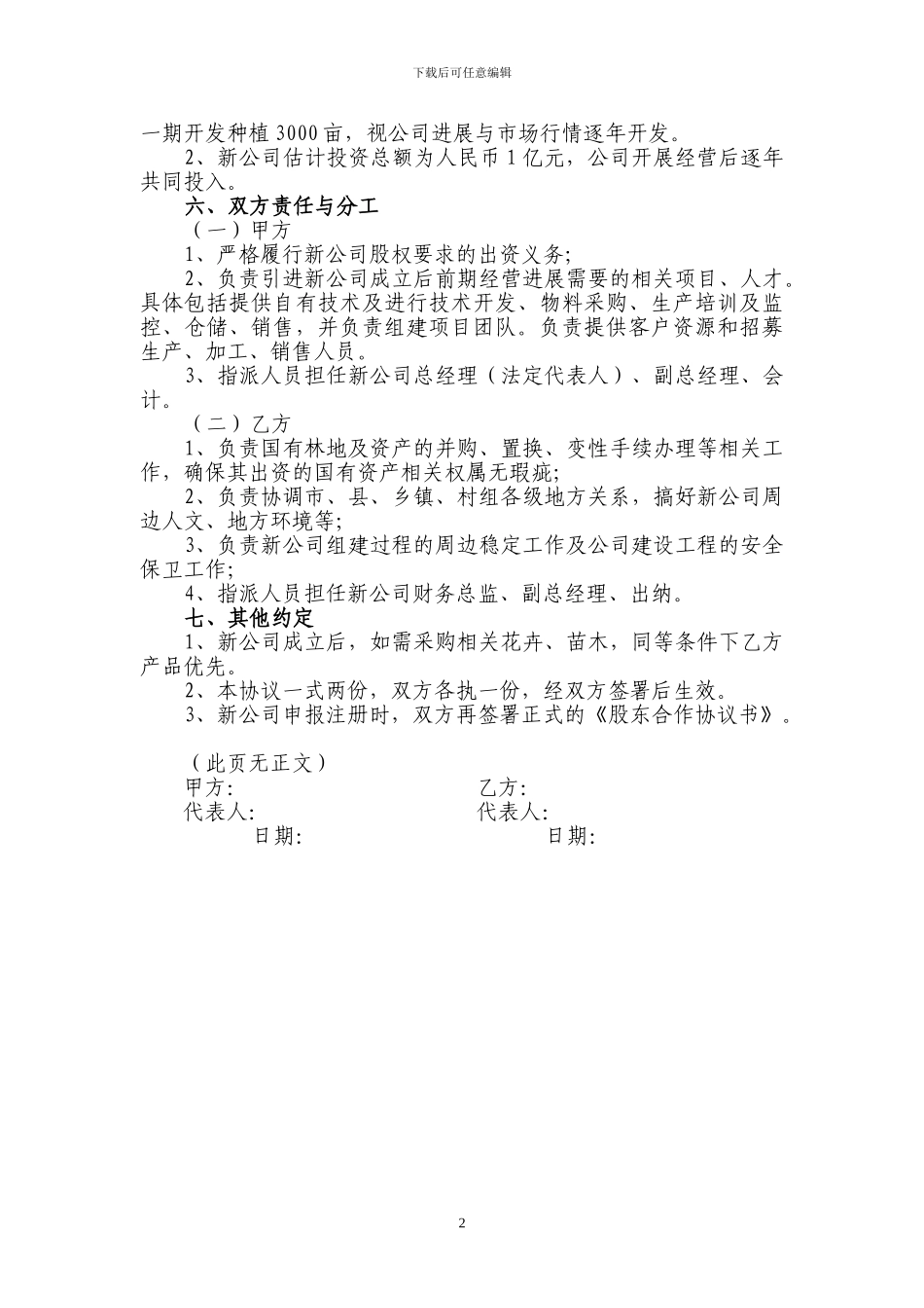 公司合作意向协议书20241012_第2页