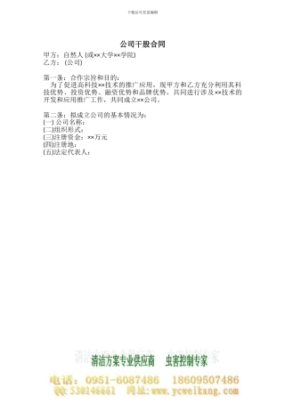 公司干股合同