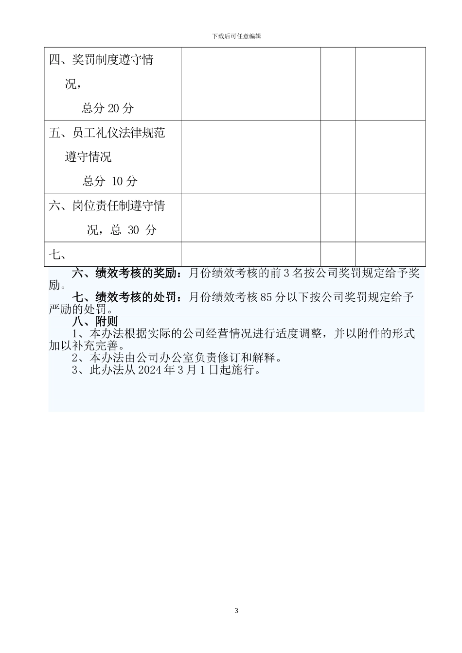 公司绩效工资考核办法_第3页