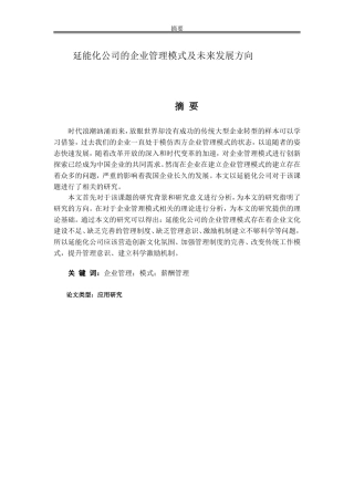 延能化公司的企业管理模式及未来发展方向