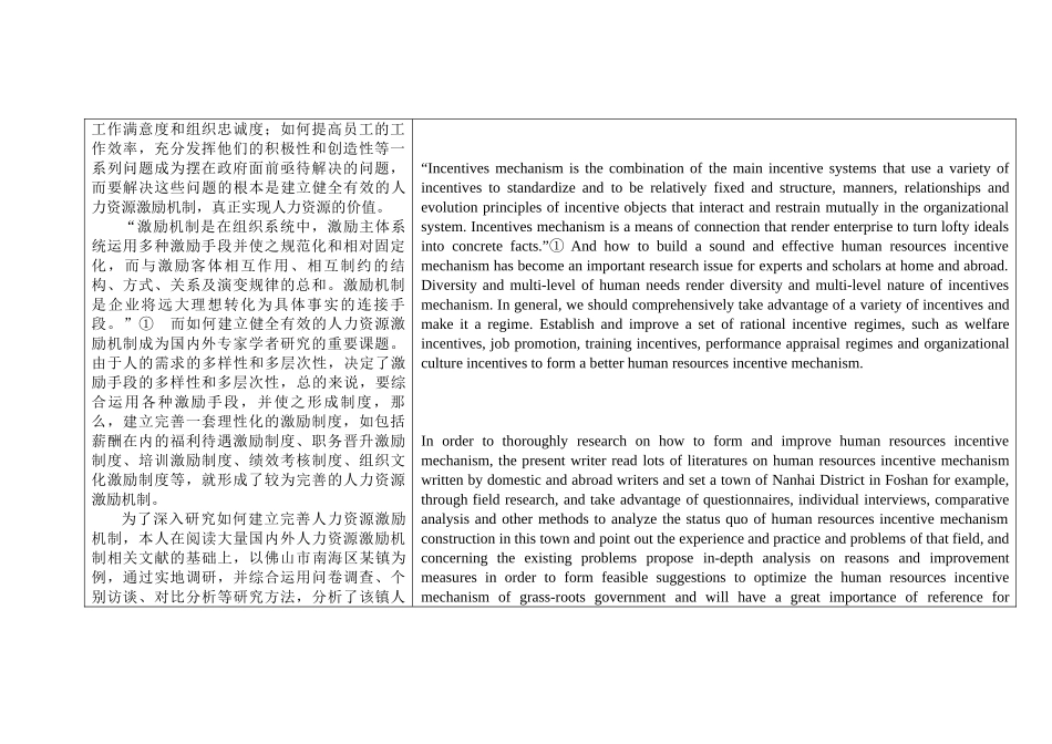 阳光的水川中译英基层政府人力资源激励机制研究分析  公共管理专业_第2页