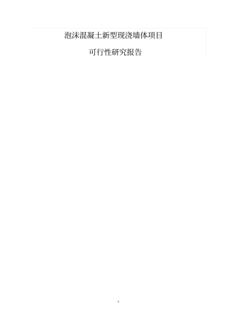 泡沫混凝土墙体项目可行性研究报告书