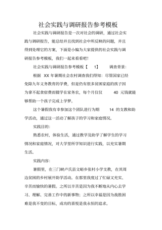 社会实践与调研报告参考模板