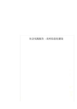 社会实践报告-农村信息化建设