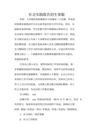 社会实践报告招生客服