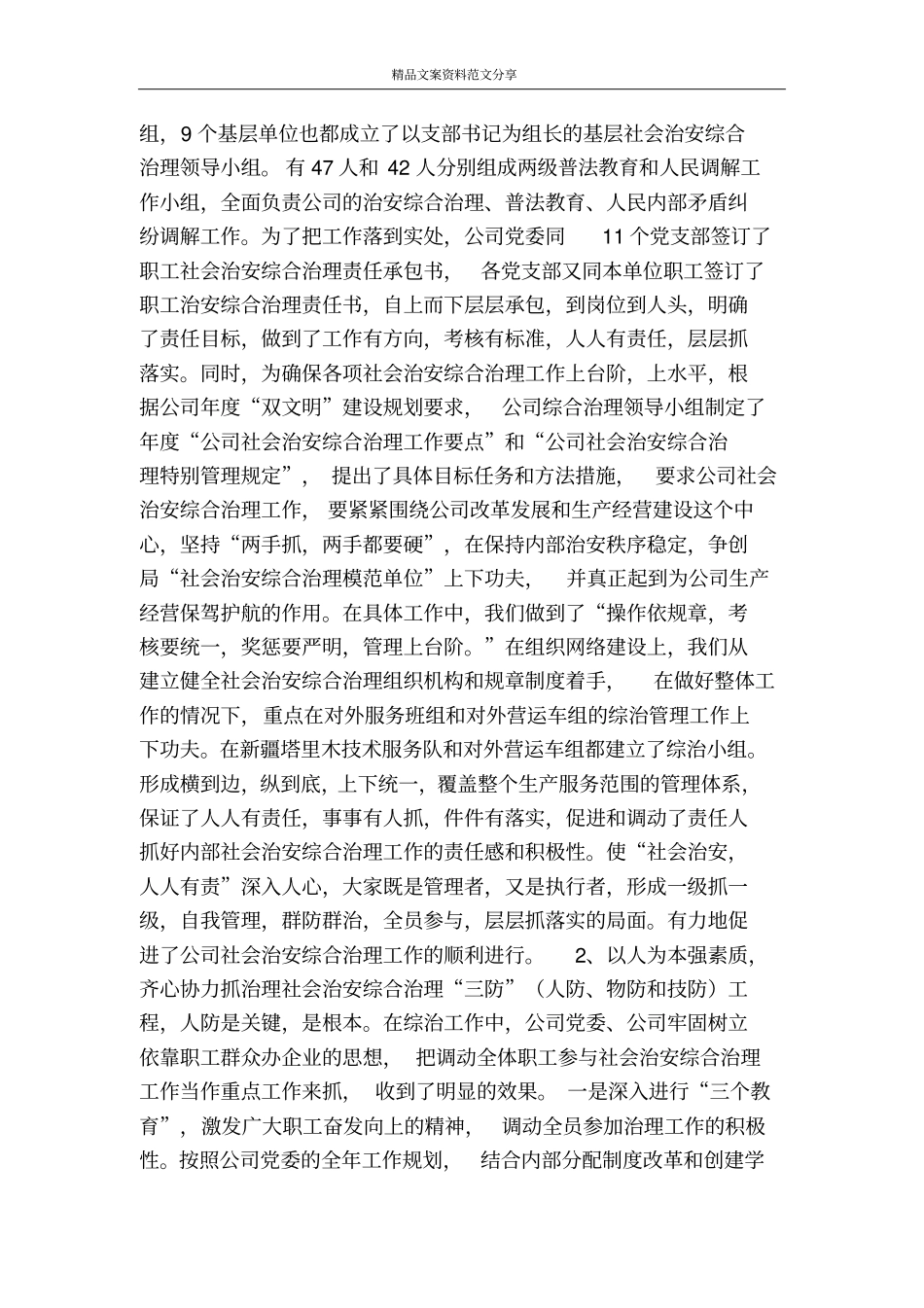 社会治安综合治理工作汇报-精品文案范文_第2页