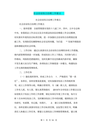 社会治安综合治理工作要点