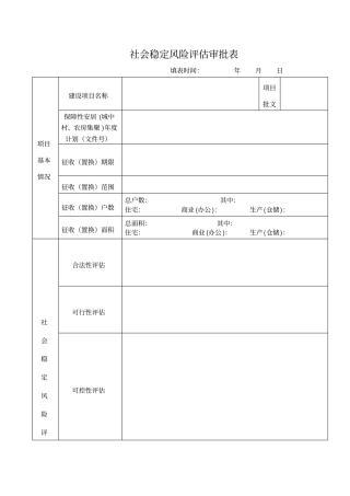 社会稳定风险评价审批表