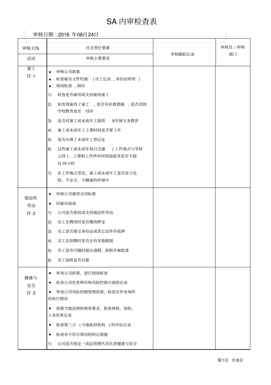 社会责任内审检查表讲解_第1页