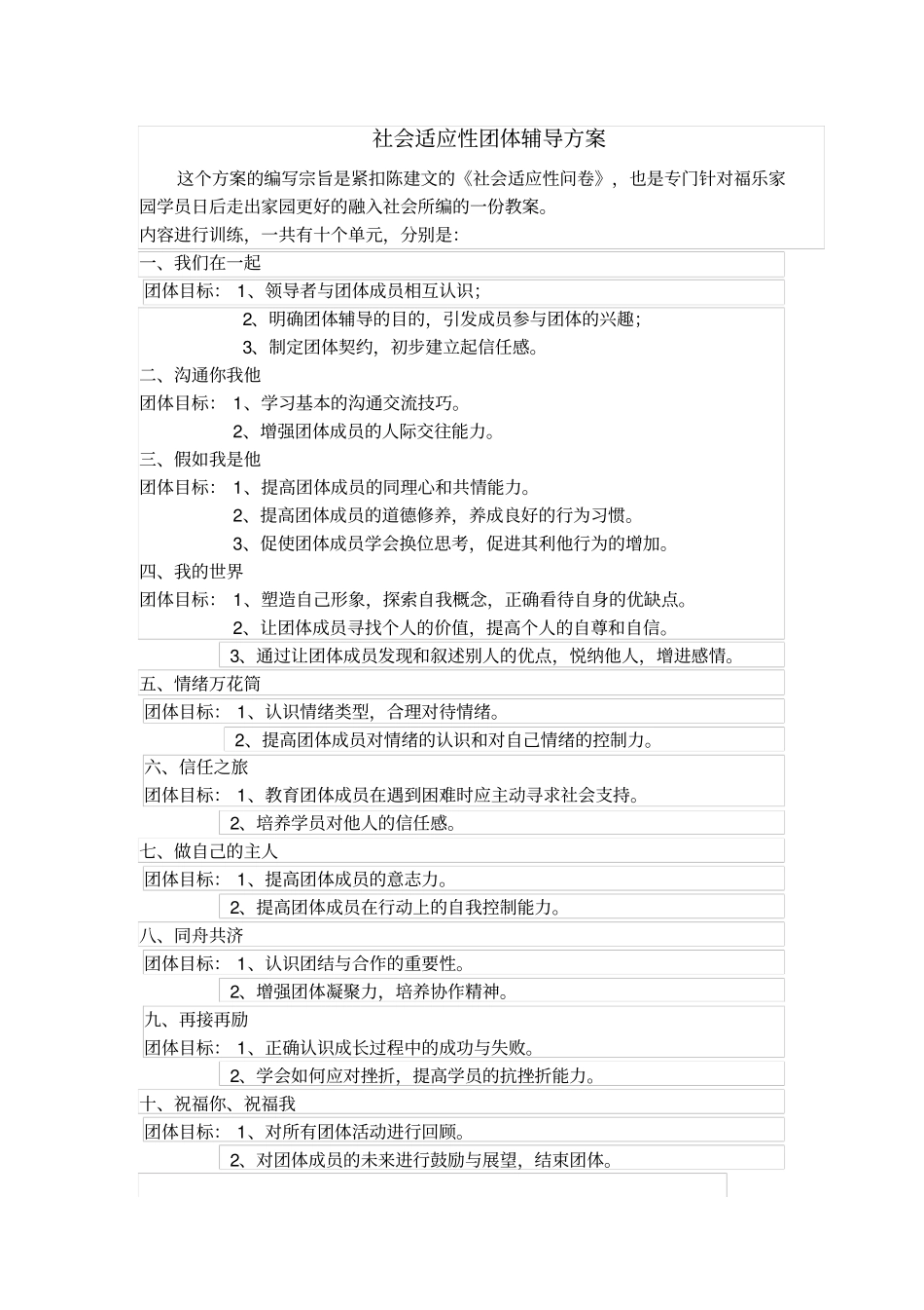 社会适应性训练辅导方案_第1页
