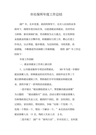 社保所年工作总结