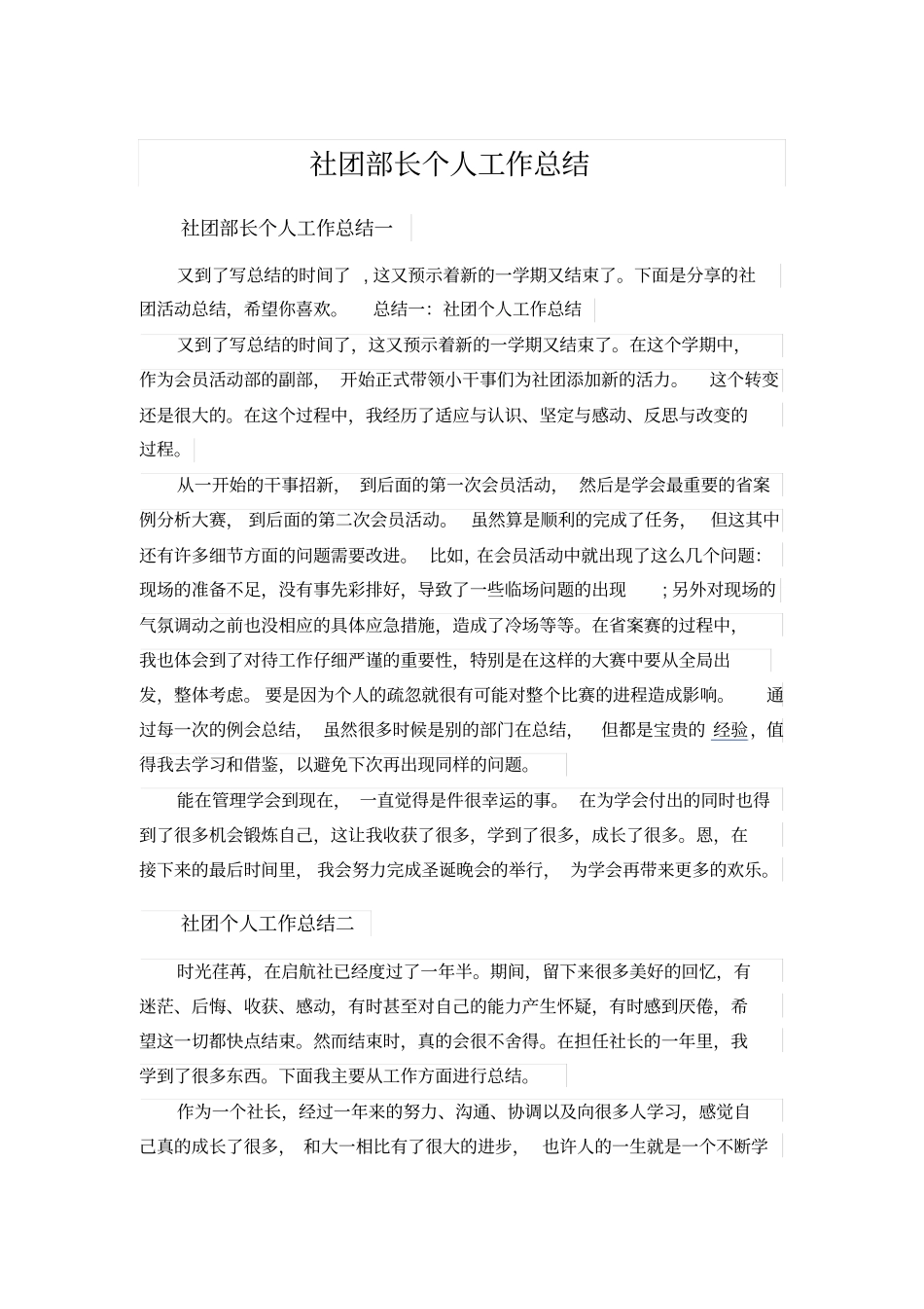 社团部长个人工作总结_第1页