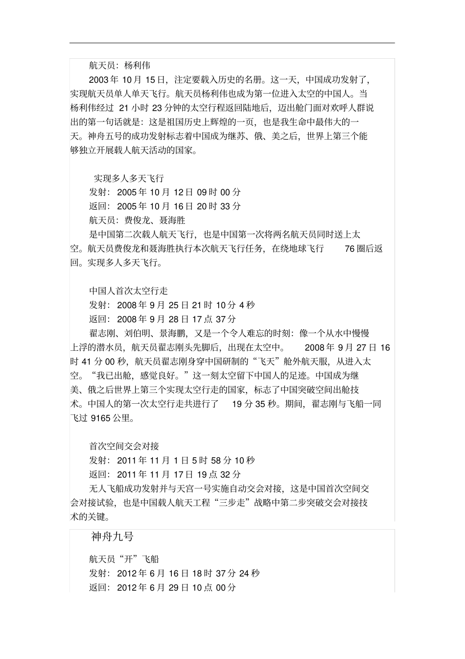 神州飞船系列发射的时间以及宇航员_第2页