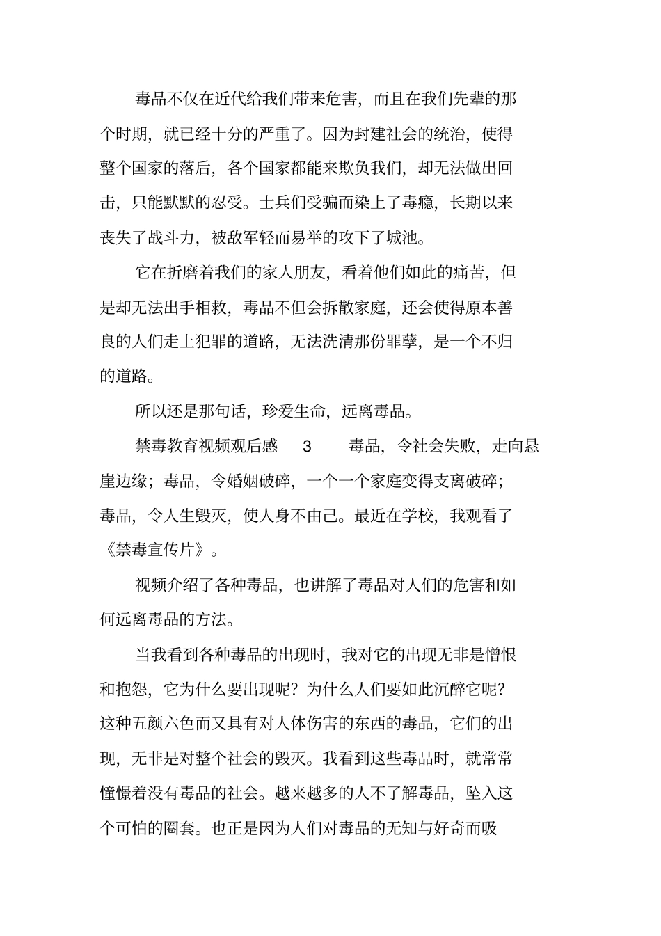 禁毒教育视频观后感_第3页