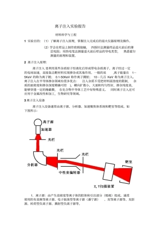 离子注入试验报告重点讲义资料