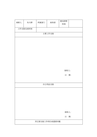 离职交接手续表模板