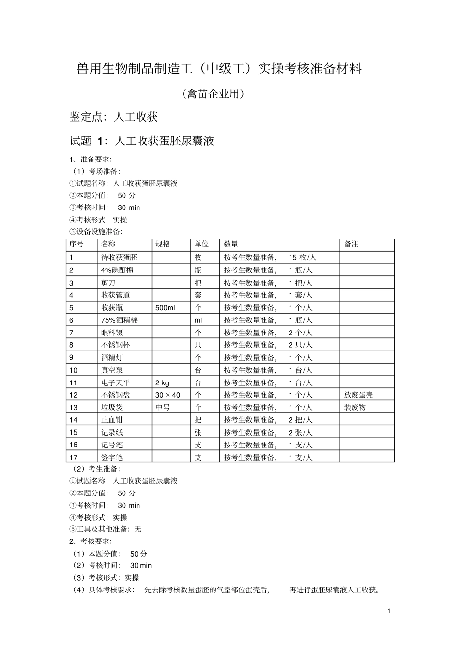 禽苗企业实操考核准备材料2014年分析_第1页