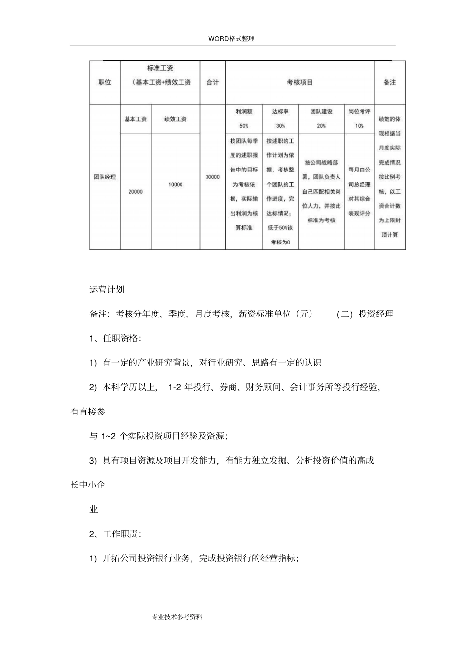 私募基金公司员工岗位职责及绩效考核方案案例_第3页
