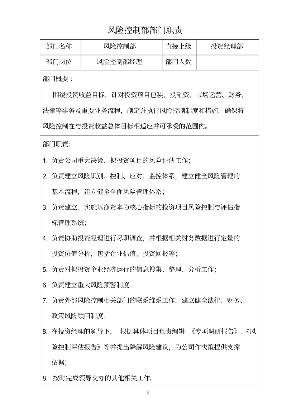 私募投资公司部门划分与职责_第3页