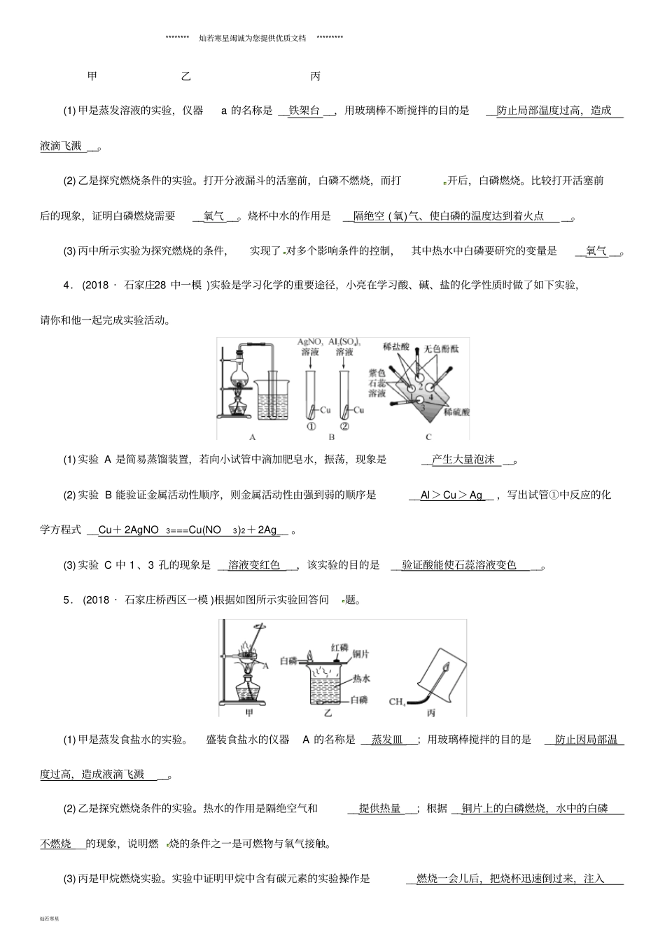 秋九年级化学下册专题复习二基础试验题习题新版新人教版_第2页
